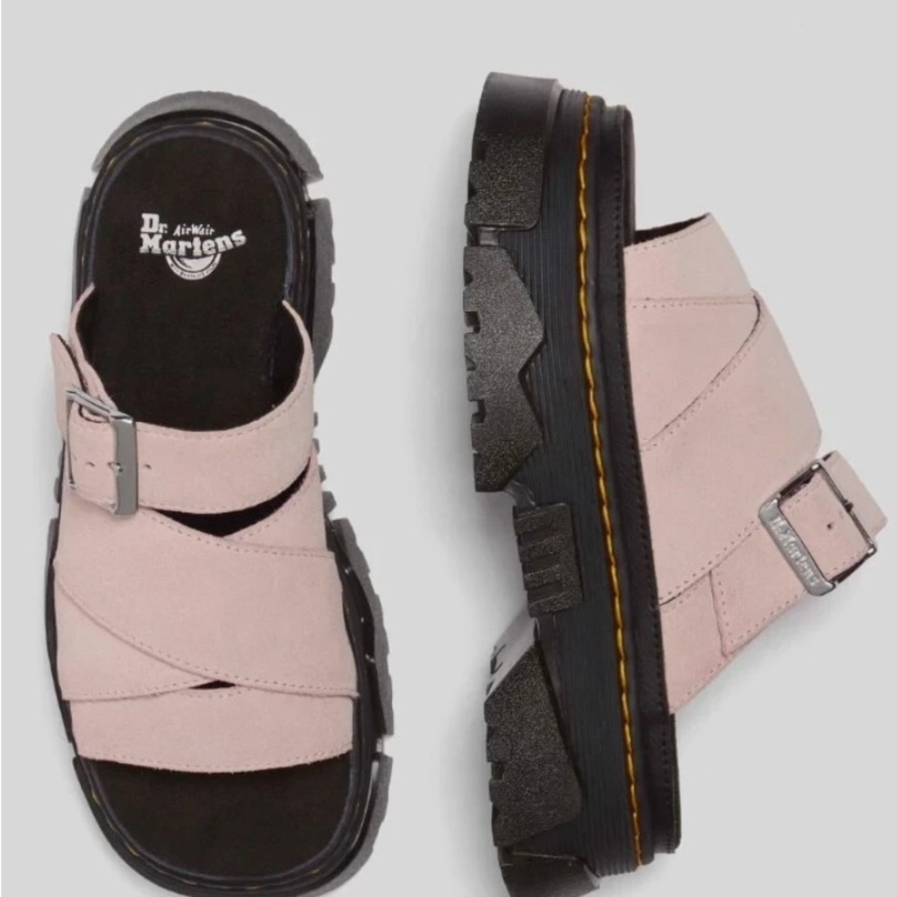 DR. MARTENS MATTISON PINK SUEDE PLATFORM SHOES